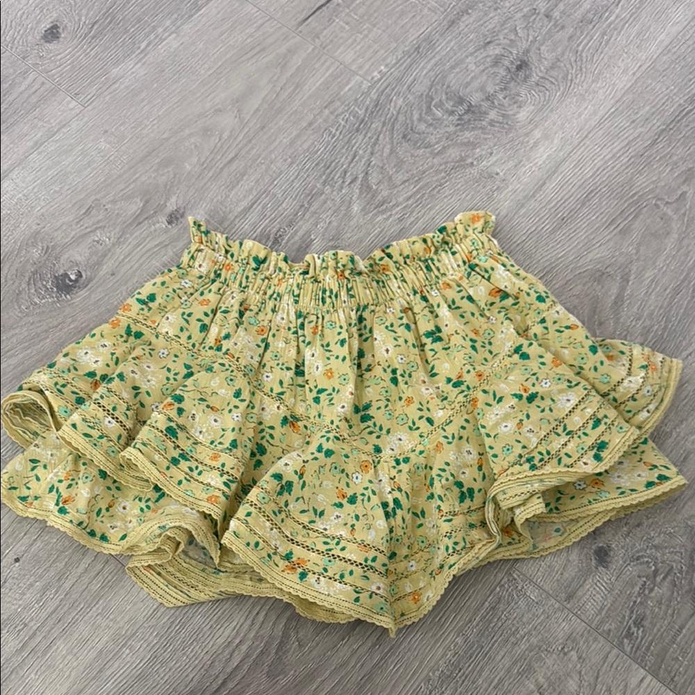 Aerie floral Ruffle Skirt in Yellow and Green women’s size xsmall